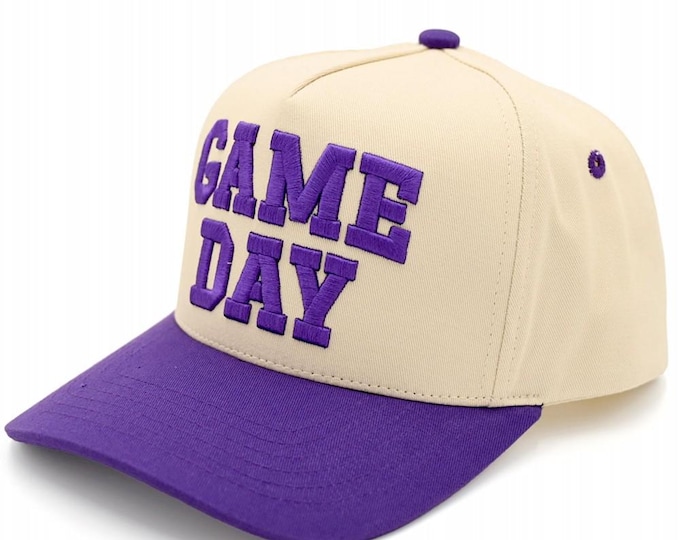 Purple GAME DAY Embroidered Two Tone Baseball Cap