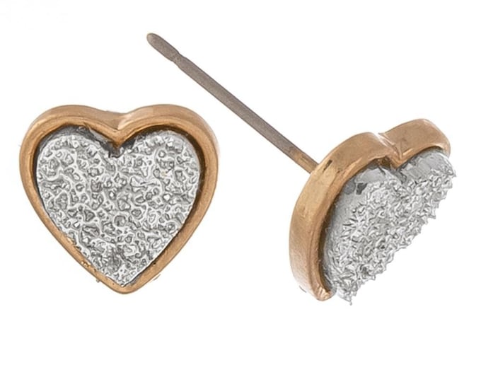 Princess Druzy Heart Stud Earrings
