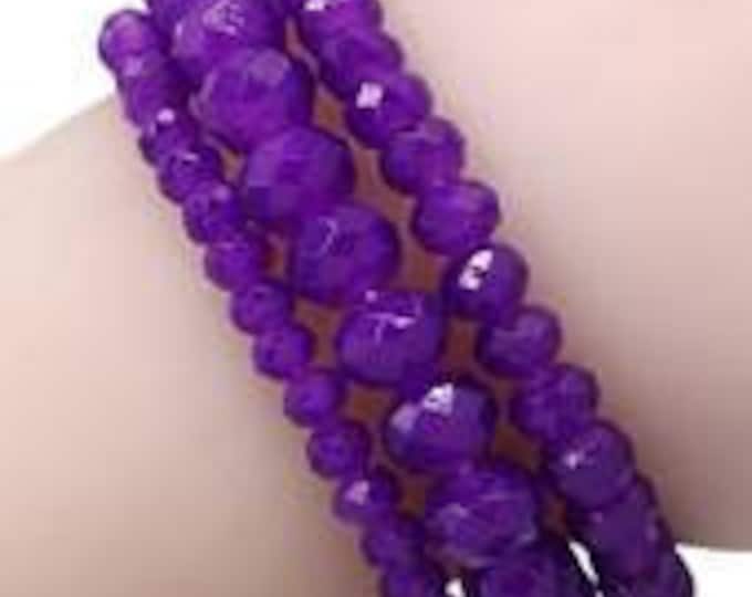 Purple Beaded Stretch Bracelet Set - Game Day