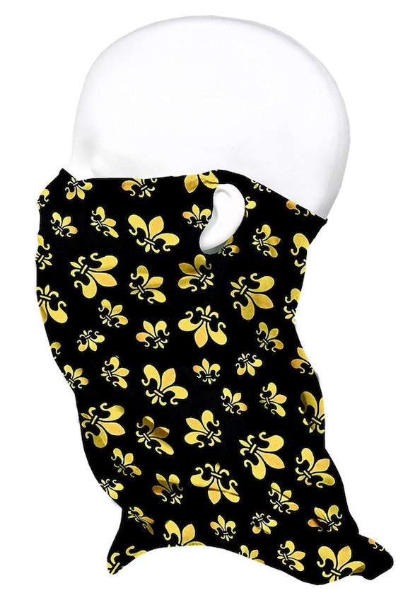Saints Black and Gold Fleur de Lis Face Mask - Face Shield-Face Scarf -New Orleans Saints Jewelry - State of Louisiana