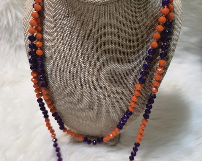 Orange and Purple  Beaded Necklace - Game Day Ready - Collegiate - Clemson