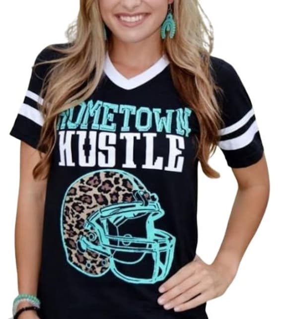 Hometown Hustle Football Tee - Leopard Helmet