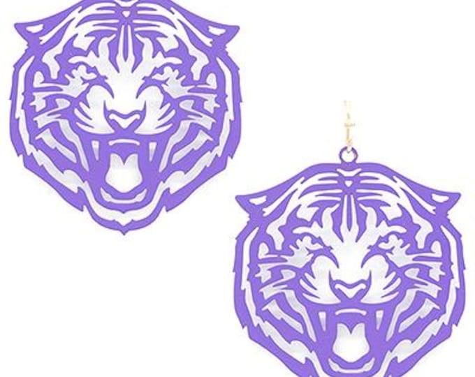 Gold Tiger Cut Out Metal Earrings - Clemson Tigers - Auburn Tigers - LSU Tigers