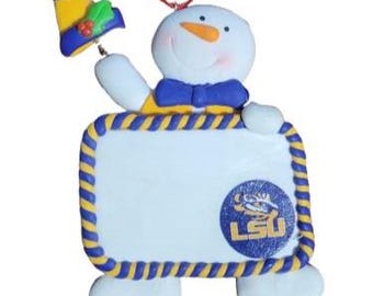 NCAA LSU Snowman Ornament - Purple, Yellow, Claydough