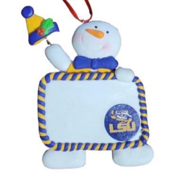 NCAA LSU Snowman Ornament - Purple, Yellow, Claydough