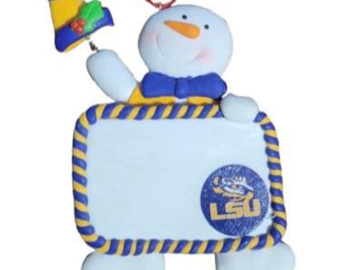 NCAA LSU Snowman Ornament - Purple, Yellow, Claydough