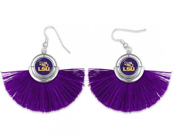 LSU Tassel Pendant Jewelry Set – Louisiana State University Necklace and Earrings