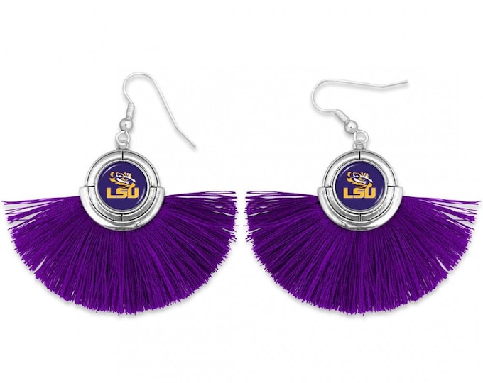 LSU Tassel Pendant Jewelry Set – Louisiana State University Necklace and Earrings