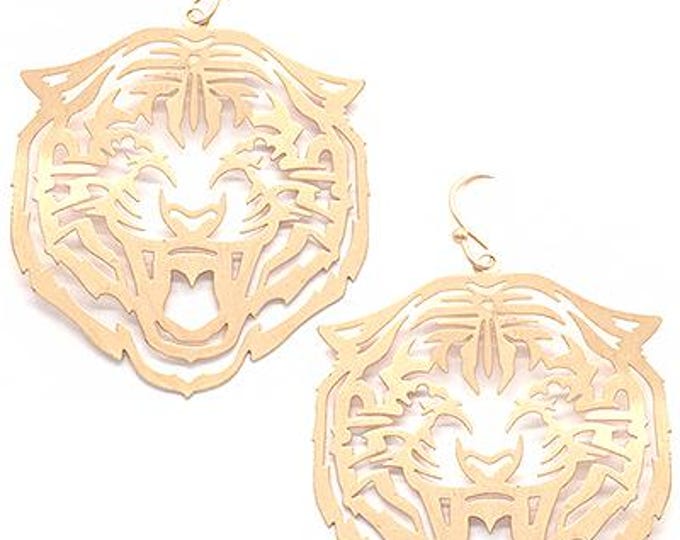 Gold Tiger Cut Out Metal Earrings - Clemson Tigers - Auburn Tigers - LSU Tigers