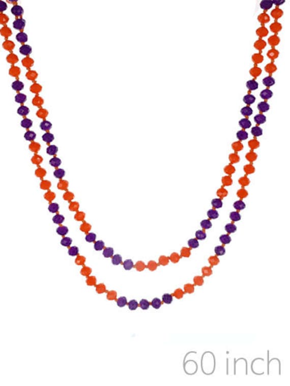 Orange and Purple  Beaded Necklace - Game Day - Collegiate - Clemson