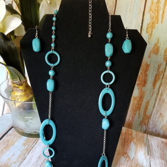 Blue Stone Abstract Jewelry Set