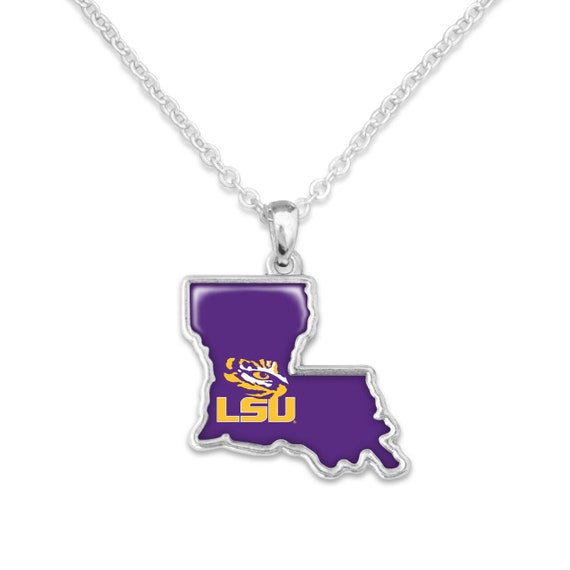 LSU Tigers State of Mine Necklace - Louisiana State University Jewelry - Gameday- State of Louisiana