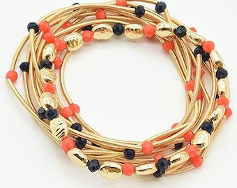Colored Multi-Strand Beaded Stretch Bracelet Set - Game Day - Collegiate