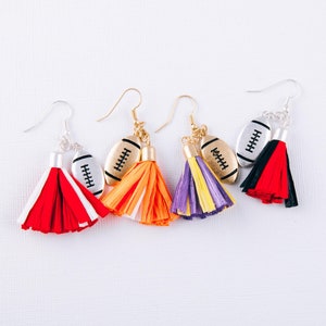 Game Day Raffia Football Tassel Earrings