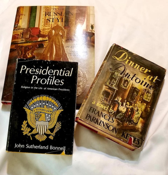 Rare Decorative Vintage Coffee Table Books - "In Russian Style", "Dinner at Antoine" and "Presidential Profiles"