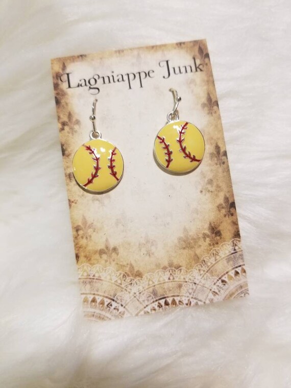 1 Paio Di Orecchini Pendenti A Forma Di Pallina Da Baseball, Alla Moda