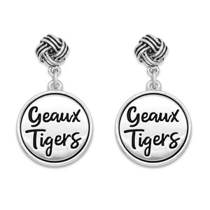 LSU Geaux Tigers Jewel Charm Earrings - Louisiana State University Jewelry - State of Louisiana