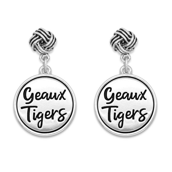 LSU Geaux Tigers Jewel Charm Earrings - Louisiana State University Jewelry - State of Louisiana