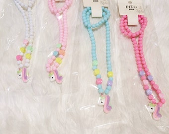 Children's Unicorn Jewelry Set – Beaded Necklace & Bracelet