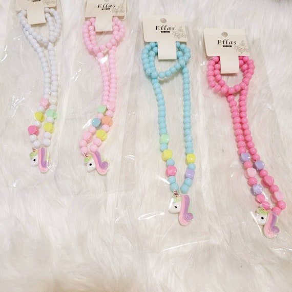 Childrens Unicorn Jewelry Set - Unicorn Necklace and Bracelet 2pc Set