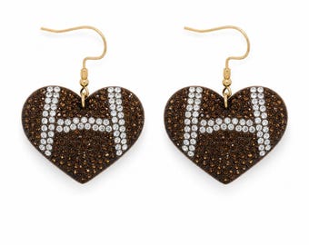 Rhinestone Plush Football Earrings