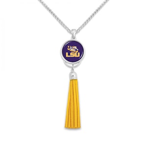 LSU Tassel Pendant Game Day Necklace - Louisiana State University Jewelry - State of Louisiana