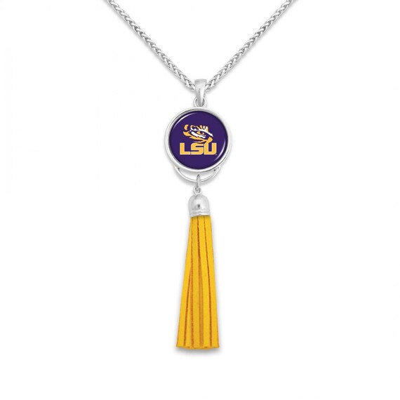 LSU Tassel Pendant Game Day Necklace - Louisiana State University Jewelry - State of Louisiana