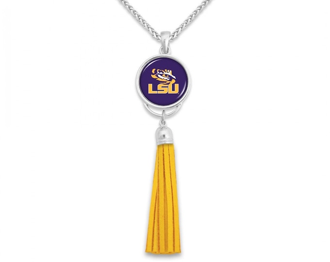 LSU Tassel Pendant Necklace - Louisiana State University Game Day Jewelry