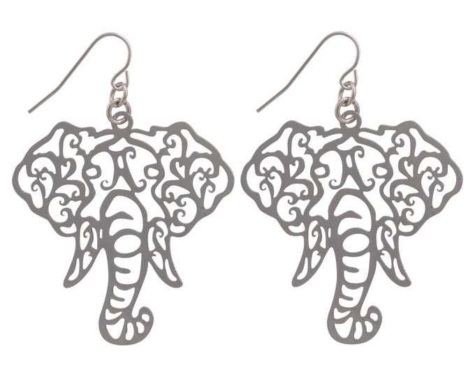 Silver Tone Elephant Cutout Earrings – Alabama (1.5" Length) GameDay, Mascot