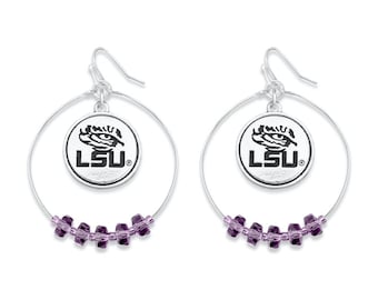 LSU Purple Beaded Hoop Earrings – Louisiana State University Game Day Jewelry