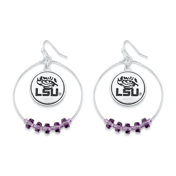 LSU Purple Beaded Game Day Earrings - Louisiana State University Jewelry - State of Louisiana