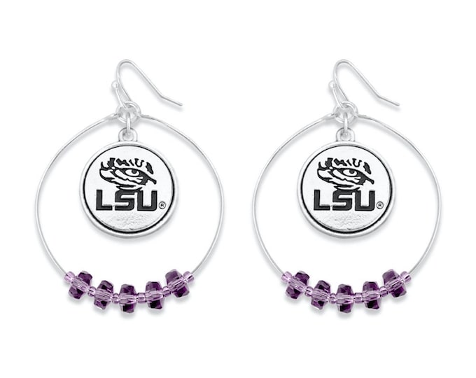 LSU Purple Beaded Hoop Earrings – Louisiana State University Game Day Jewelry