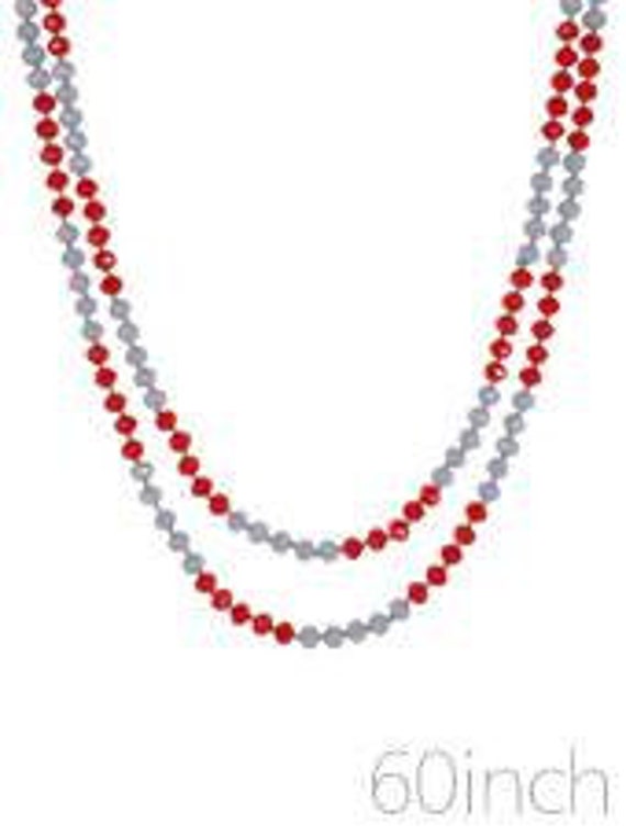Red & Gray Beaded Necklace - Game Day