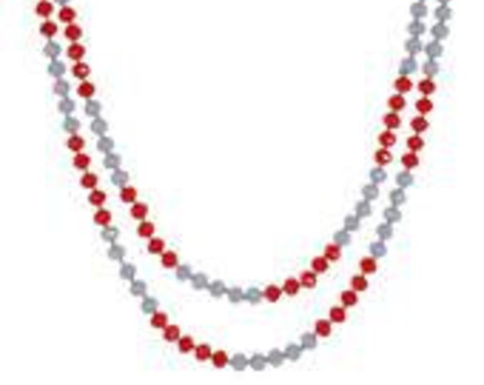 Red & Gray Beaded Necklace - Game Day