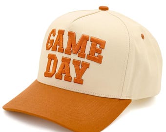 Burnt Orange - GAME DAY Embroidered Two Tone Baseball Cap - University of Texas_Auburn_Virginia Tech