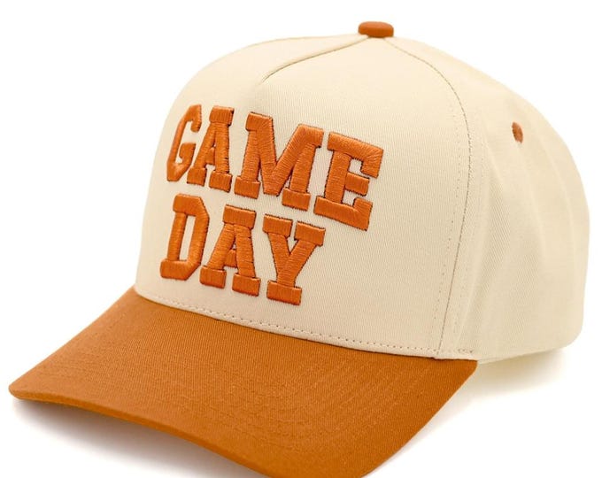 Burnt Orange - GAME DAY Embroidered Two Tone Baseball Cap - University of Texas_Auburn_Virginia Tech