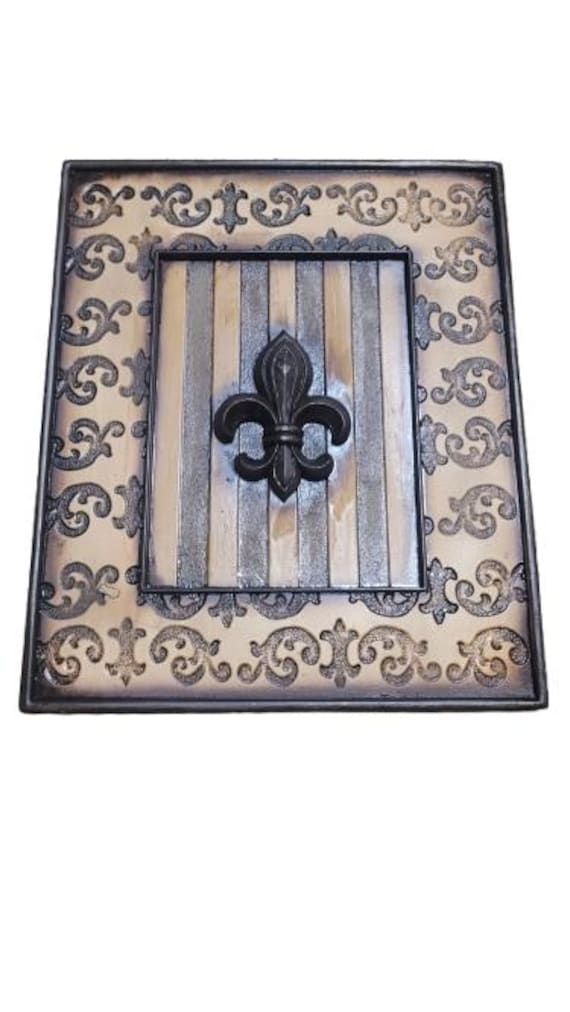 Fleur-de-Lis Decorative Wall Art Plaque - 9.5 x 12 Inches