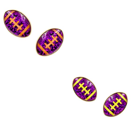 Football Glitter Stud Earrings - Clemson Tigers -  LSU Tigers