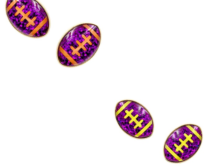 Football Glitter Stud Earrings - Clemson Tigers -  LSU Tigers
