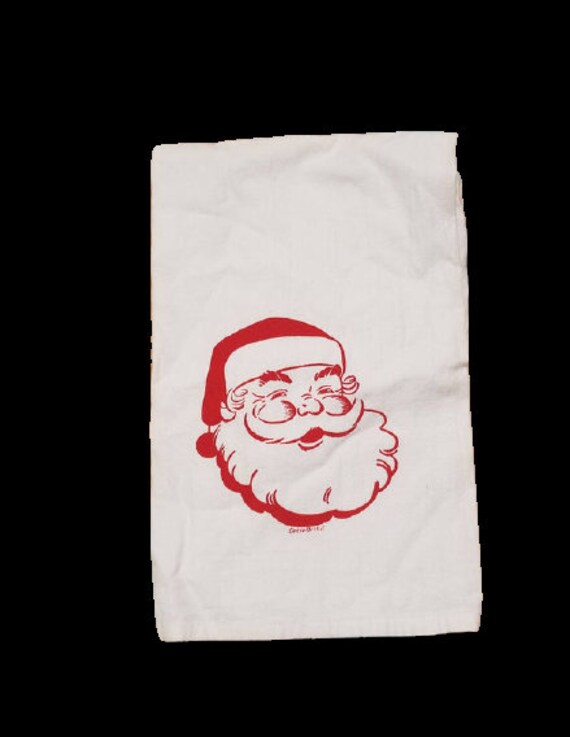 Farmhouse Decor Santa Claus Flour Sack Dish Towel Gift Kitchen Holiday Tea Towels Flour sack Christmas Gifts  Christmas Kitchen Decor