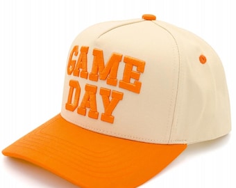Orange - GAME DAY Embroidered Two Tone Baseball Cap - Florida _ Clemson_Tennessee_Miami_