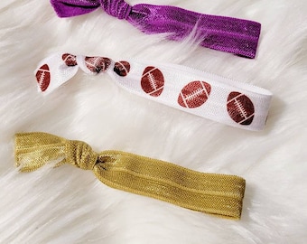 LSU Tigers Hair Tie Set – Purple, Gold, Football Ribbon