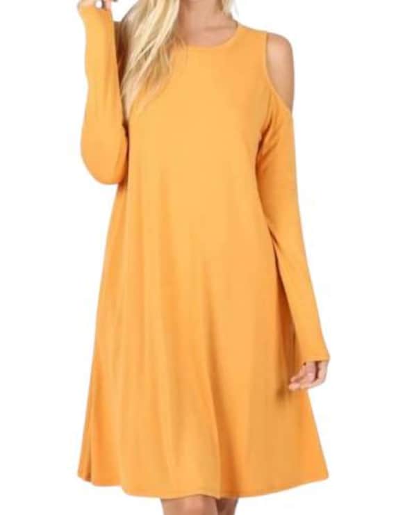 Zenna Ash Mustard Gold Long-sleeved Tunic Dress