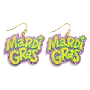 Mardi Gras Resin Drop Earrings