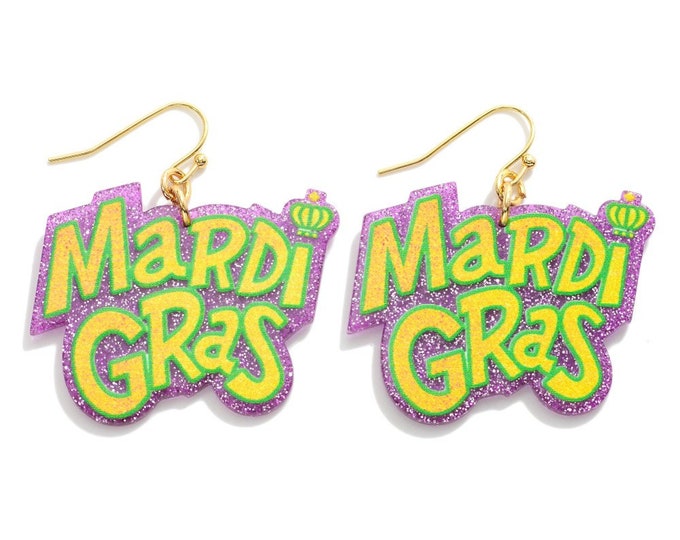 Mardi Gras Resin Drop Earrings