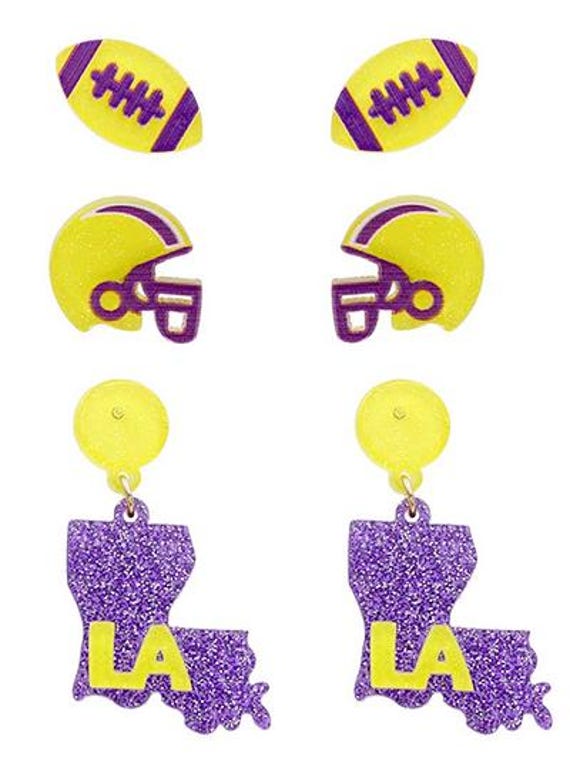 Louisiana State University Set of 3 Game Day Earrings -  LSU Tigers