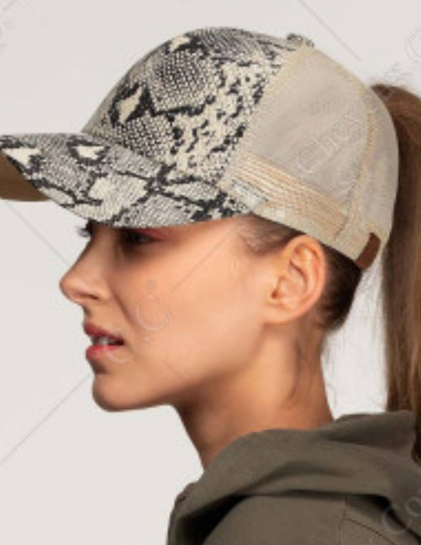 messy bun ball cap