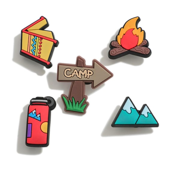 Camping Set Of Five Rubber Coated Decorative Pins