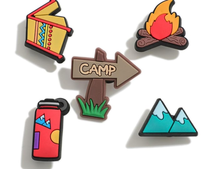 Camping Set Of Five Rubber Coated Decorative Pins