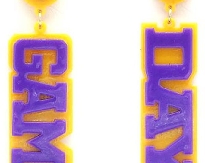 Purple and Gold Game Day Acrylic Drop Earrings